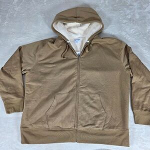 Old Navy Sherpa Lined Zip Hoodie Jacket Braised Tofu 2xL Full Zip Pockets Warm
